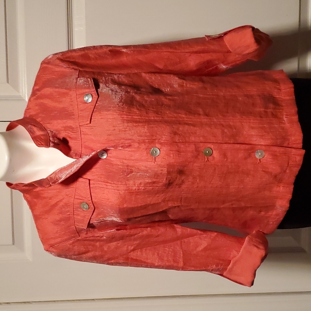 Ruby Rd. Button-Down Women's Coral Long Sleeve - … - image 1